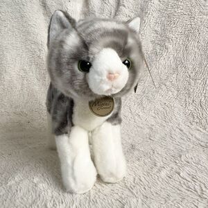 Aurora Miyoni Standing Grey Tabby Cat Realistic 8" Stuffed Animal Kitty New